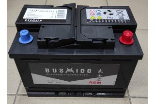Аккумулятор Bushido AGM 75 a/h 760A R+