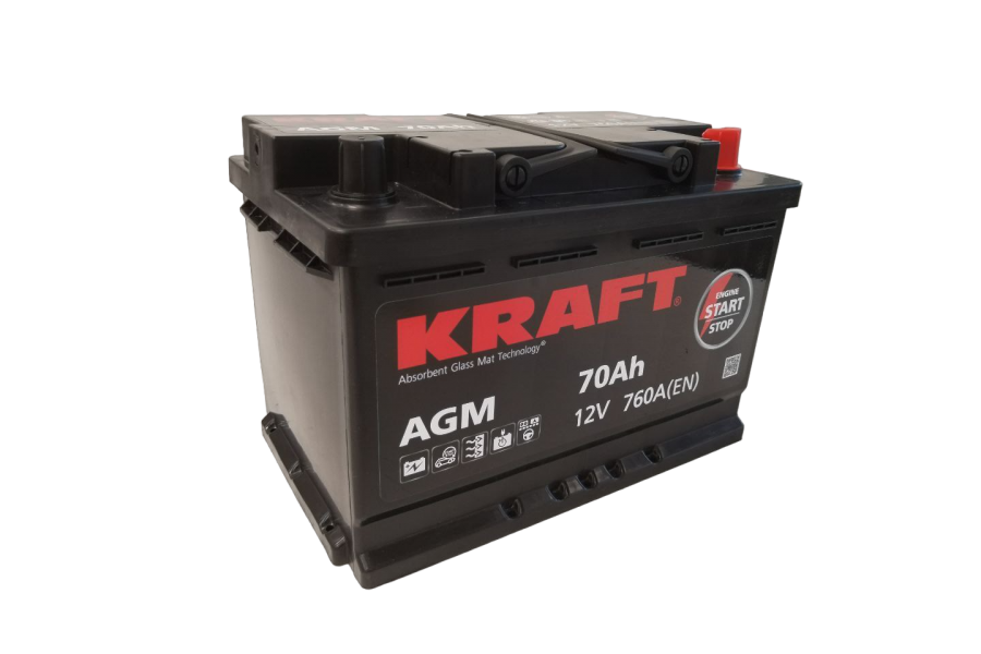 Аккумулятор KRAFT AGM 70 A/h 760 A (EN) R+