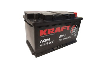 Аккумулятор KRAFT AGM 80 A/h 800 A (EN) R+