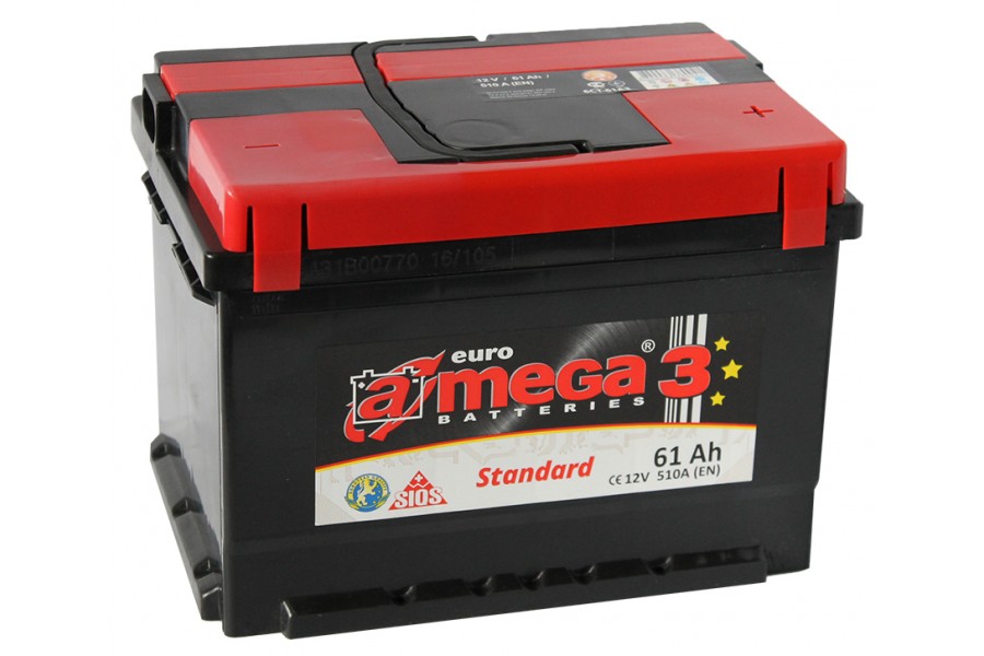 Аккумулятор A-mega Standard 61 R+ 510 A (EN) (низкий)