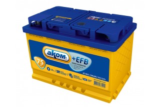 Аккумулятор AKOM +EFB 6СТ-75 Евро 750 A(EN)