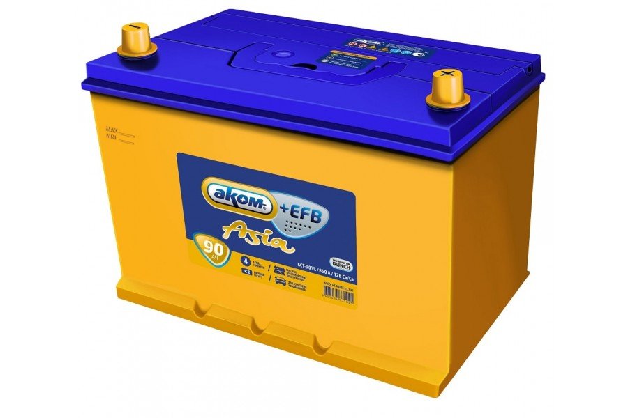 Аккумулятор AKOM Asia +EFB 90 A/h 850A R+ Аккумулятор AKOM Asia +EFB 90 A/h 850A R+