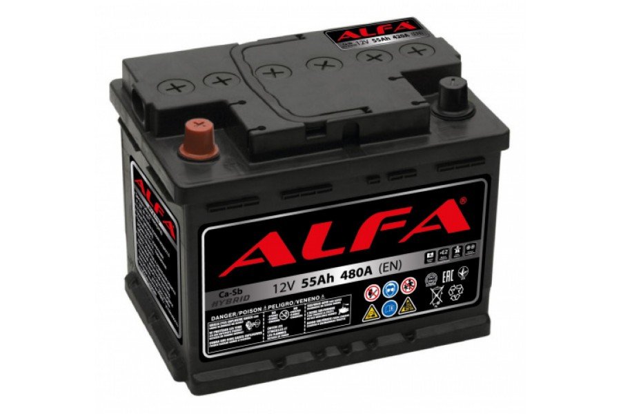 Аккумулятор ALFA Hybrid 55 А/ч 480A L+ Аккумулятор ALFA Hybrid 55 А/ч 480A L+