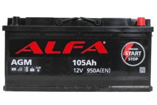 Аккумулятор ALFA AGM 105 А/ч 950А R+