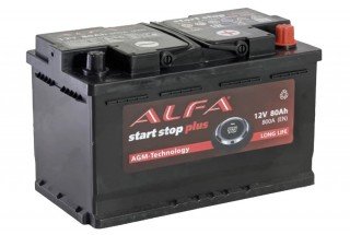 Аккумулятор ALFA AGM 80А/ч 800А R+