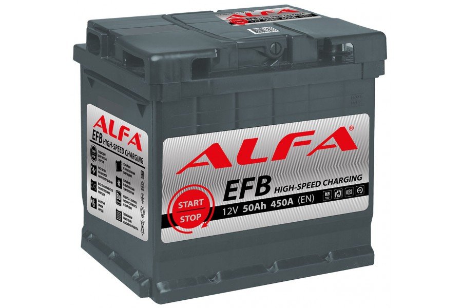 Аккумулятор ALFA EFB 50 А/ч 450A R+ Аккумулятор ALFA EFB 50 А/ч 450A R+