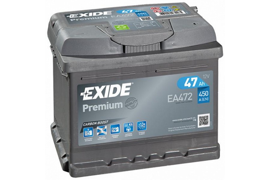 Аккумулятор Exide Premium EA472 (47 A/h), 450A R+