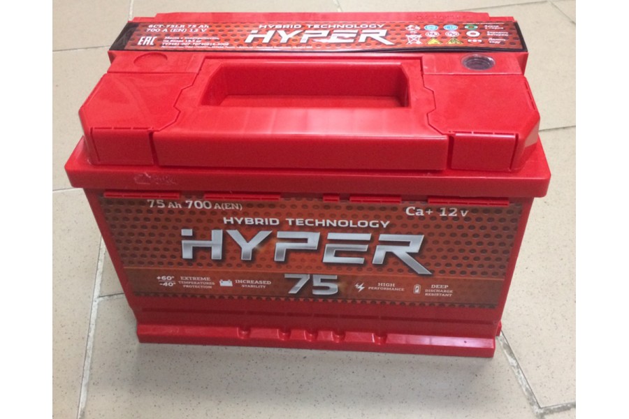Аккумулятор Hyper 75 A/h 700A