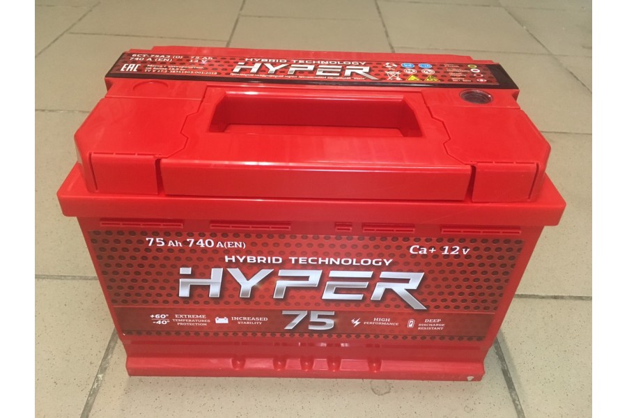 Аккумулятор Hyper 75 A/h 740A