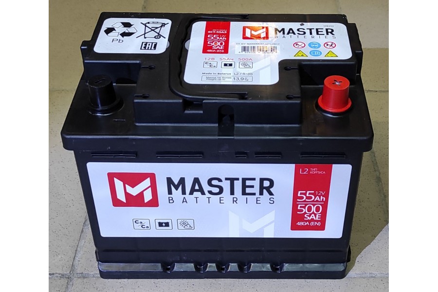 Аккумулятор MASTER BATTERIES 55 A/h 500A R+