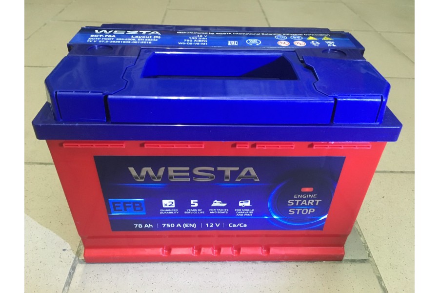 Аккумулятор Westa RED EFB 78 A/h 750A
