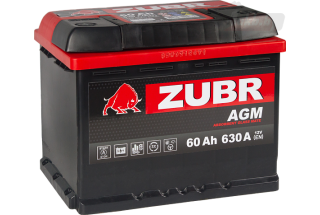 Аккумулятор Zubr AGM 60A/h 630A R+