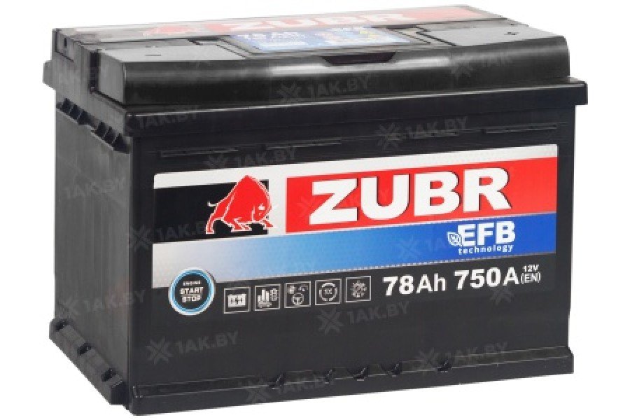 Аккумулятор Zubr EFB 78 A/h 750A R+