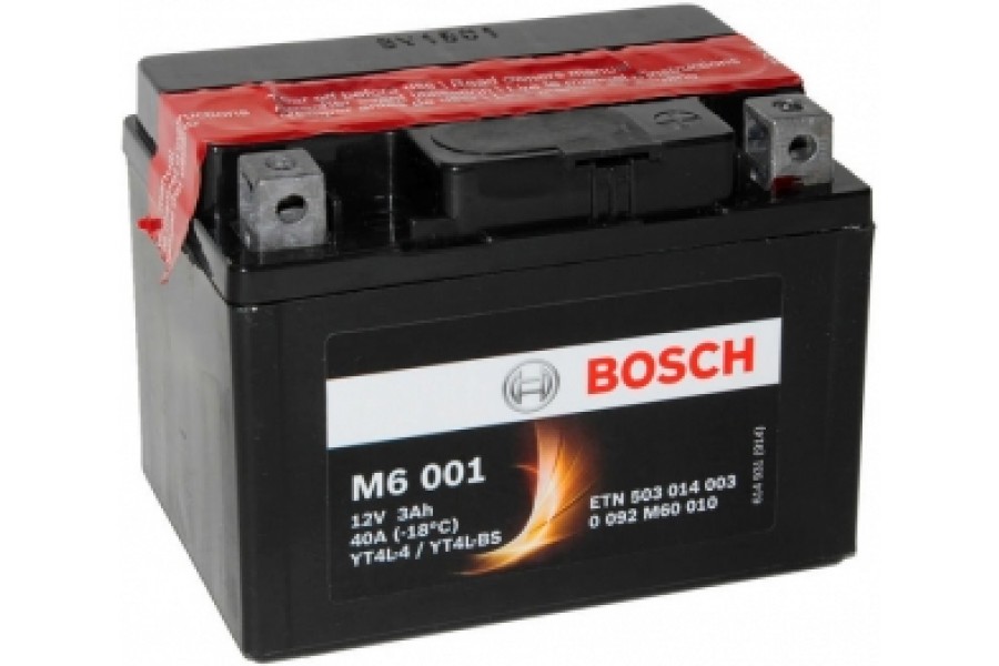 Аккумулятор Bosch M6 001 503 014 003 (3 A/H), 30A, YT4L-BS / YT4L-4
